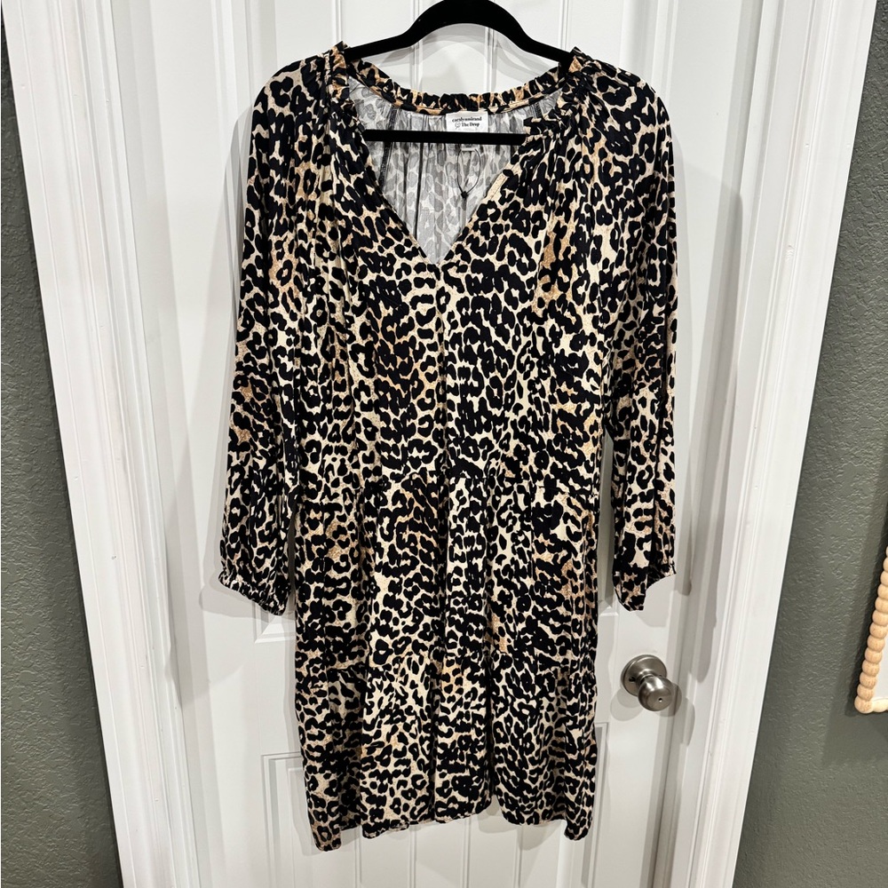 The Drop Carolyn Mirand Leopard Print Midi Dress XXL Boho Animal Print